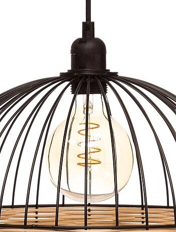 Suspension métal filaire rotin Suwa noir D35