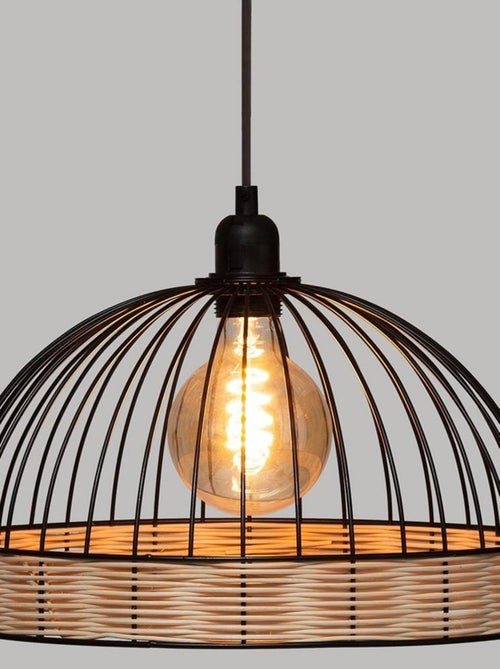 Suspension métal filaire rotin Suwa noir D35 - Kiabi