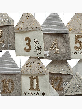 Suspension murale calendrier de l'avent beige l90cm