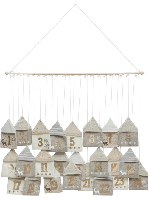 Suspension murale calendrier de l'avent beige l90cm - Kiabi