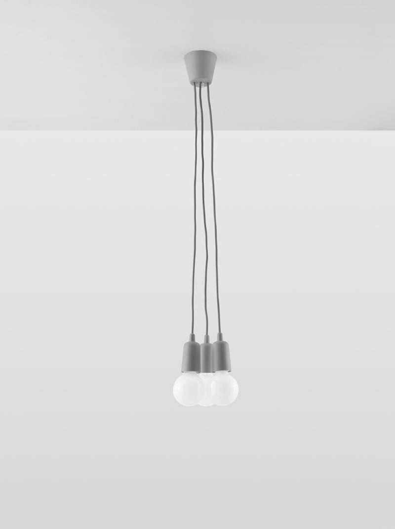 Suspension PVC Gris E27 3 Diego Gris - Kiabi