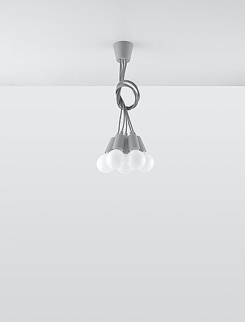 Suspension PVC Gris E27 5 Diego