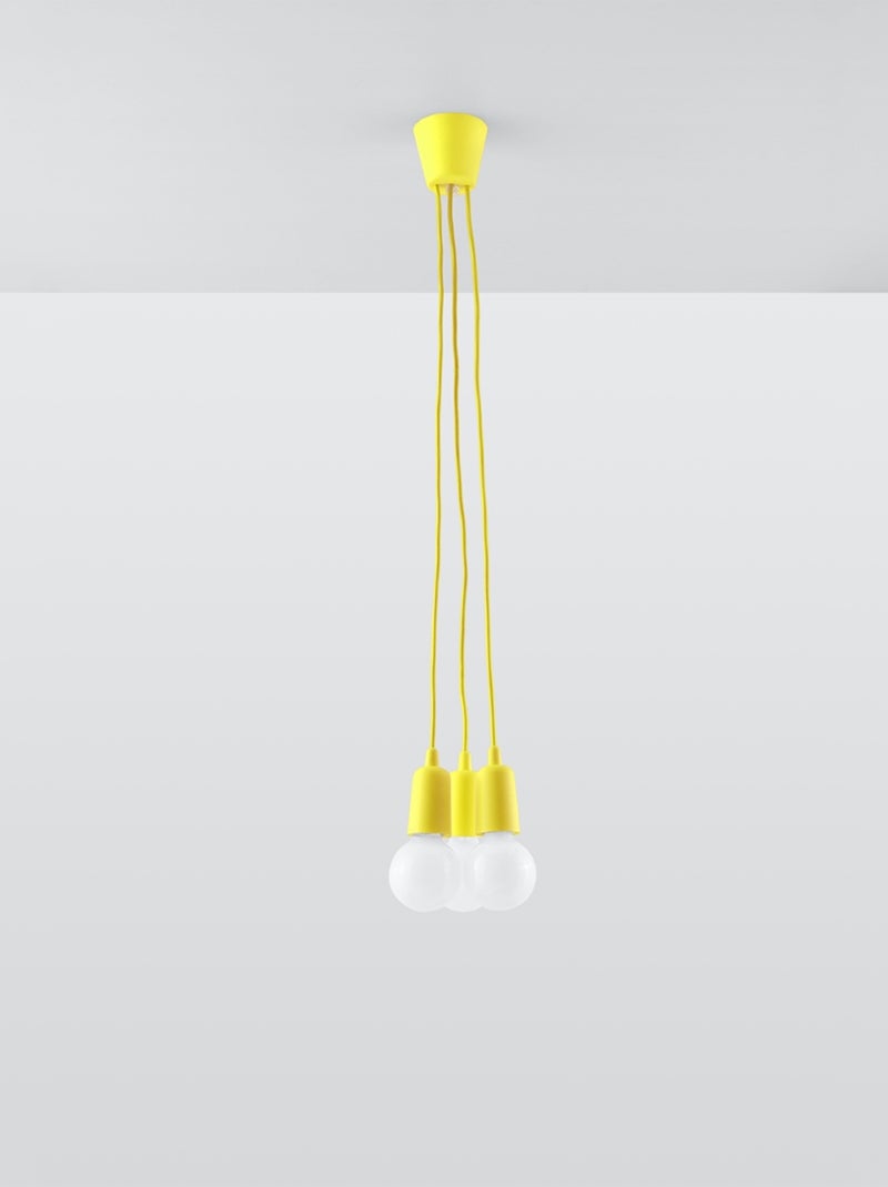 Suspension PVC Jaune E27 3 Diego Jaune - Kiabi