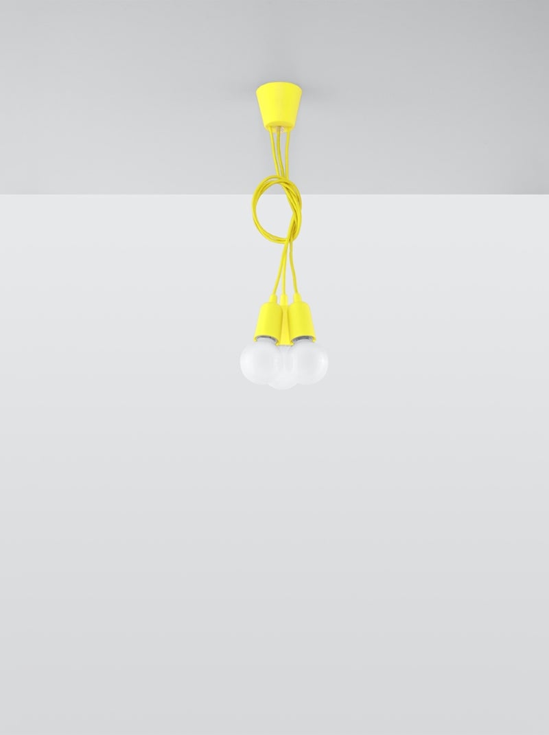 Suspension PVC Jaune E27 3 Diego Jaune - Kiabi