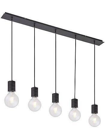 Suspension rectangulaire 4 ampoules en métal design industriel HERMINE