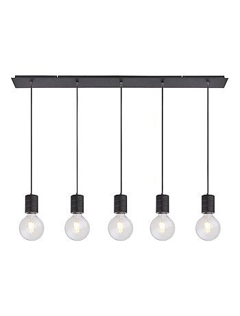 Suspension rectangulaire 4 ampoules en métal design industriel HERMINE