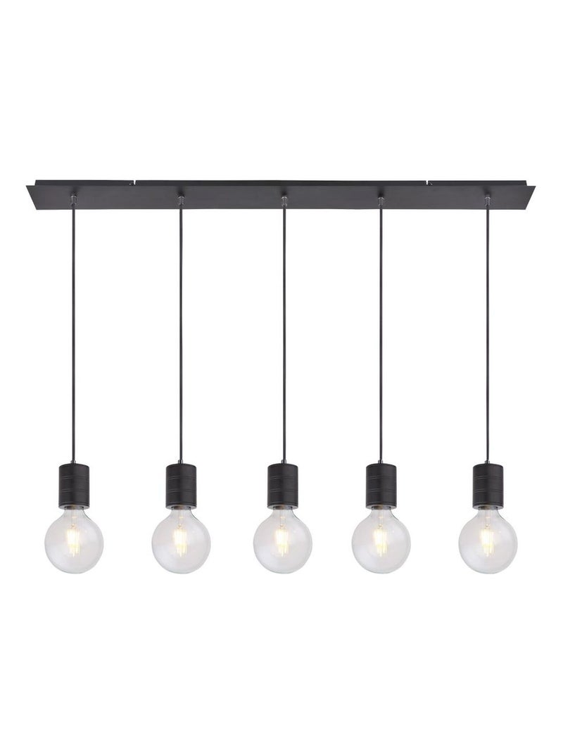 Suspension rectangulaire 4 ampoules en métal design industriel HERMINE Noir - Kiabi