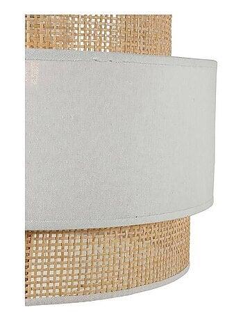 Suspension ronde 3 abat-jours rotin blanc D40