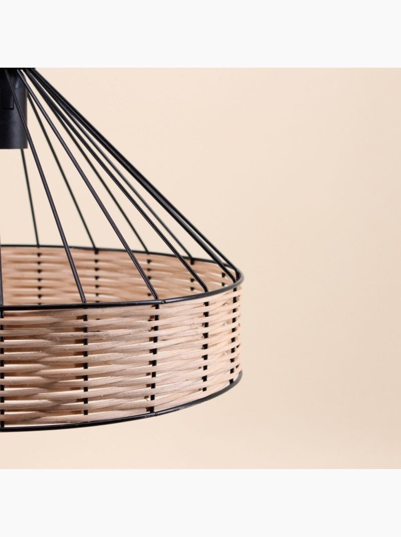 Suspension ronde en rotin et métal 35cm Beige - Kiabi