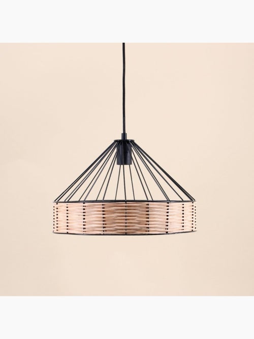 Suspension ronde en rotin et métal 35cm - Kiabi