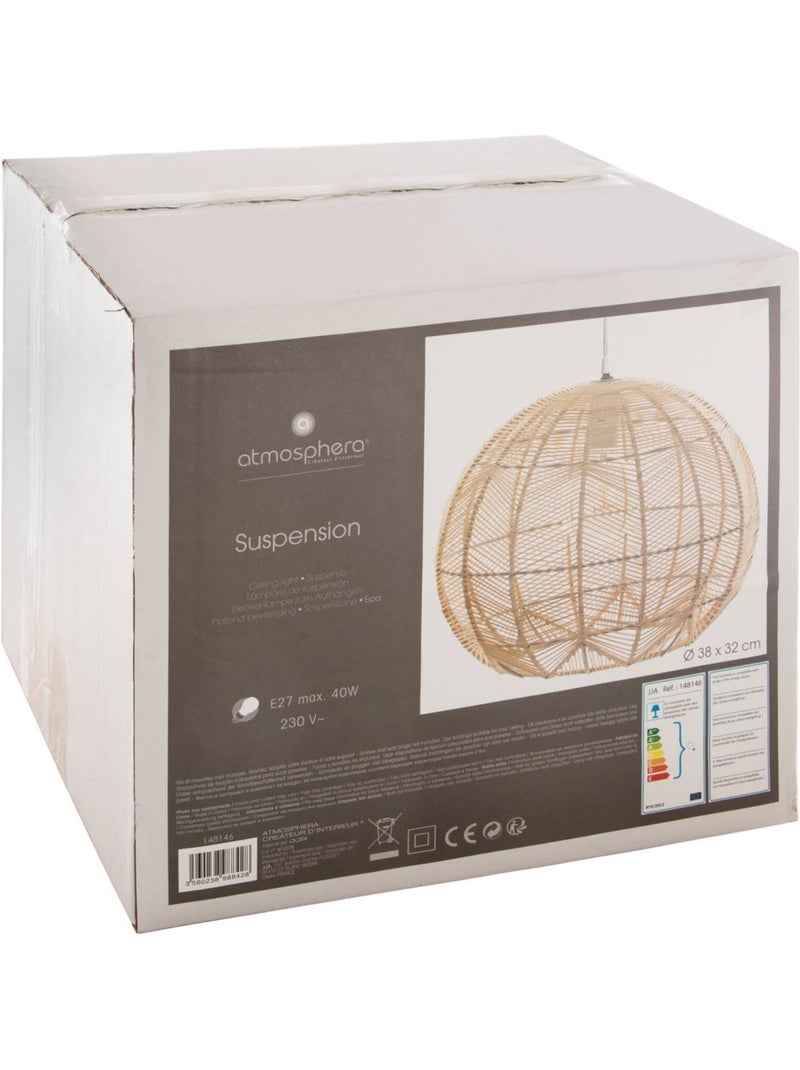 Suspension sphérique en rotin tressé KITA Beige - Kiabi