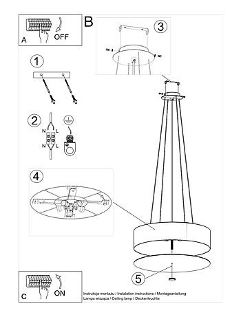 Suspension Tissu Blanc E27 5 Skala
