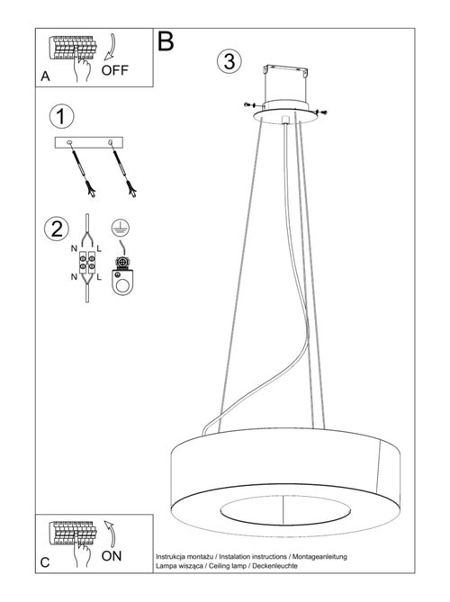 Suspension Tissu Blanc E27 6 Saturno - Kiabi