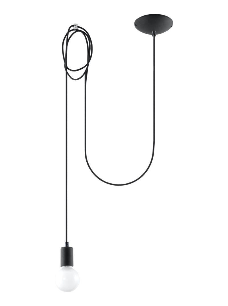 Suspension Tissu Noir E27 1 Edison Long Noir - Kiabi