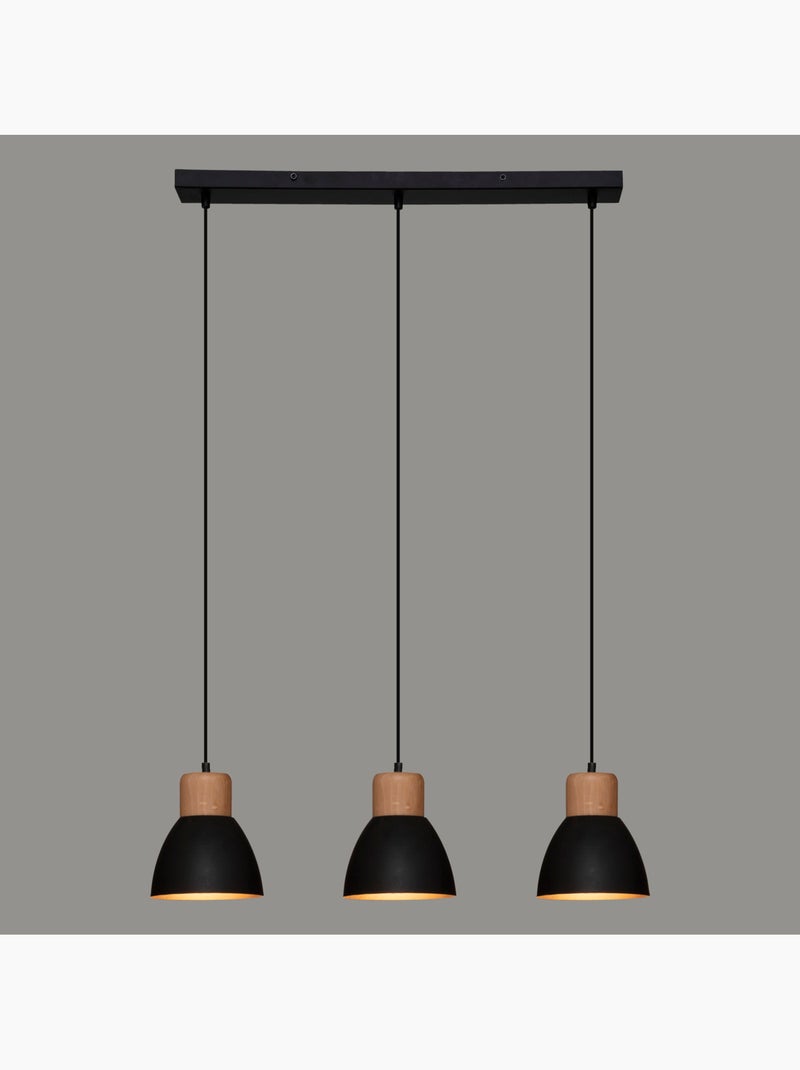Suspension triple bois métal DESY Noir - Kiabi