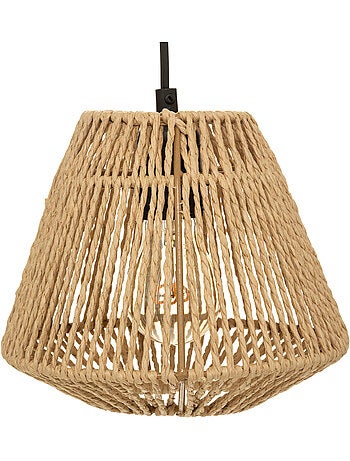 Suspension trois lumières en corde de papier tressée JILY