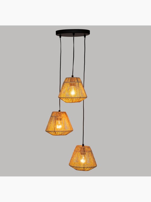 Suspension trois lumières en corde de papier tressée JILY - Kiabi