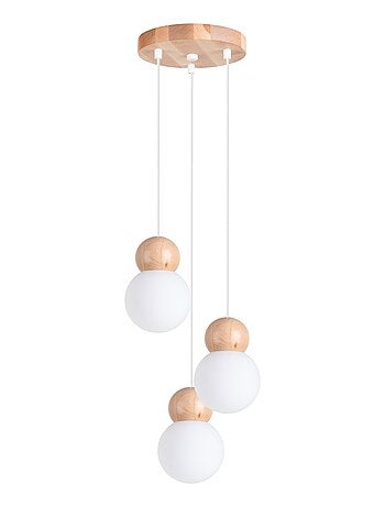 Suspension Verre Blanc/Bois Naturel G9 3 Pekka