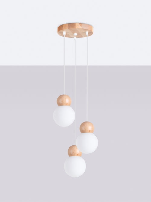 Suspension Verre Blanc/Bois Naturel G9 3 Pekka - Kiabi