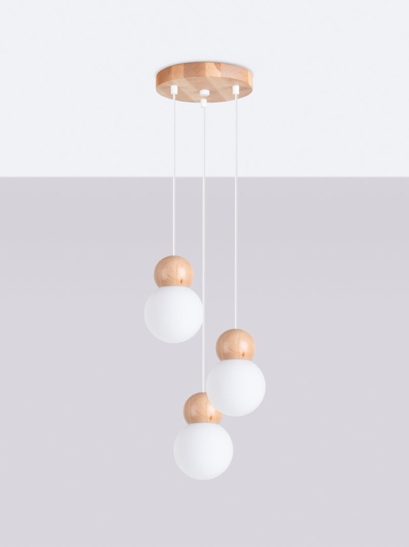 Suspension Verre Blanc/Bois Naturel G9 3 Pekka Blanc - Kiabi
