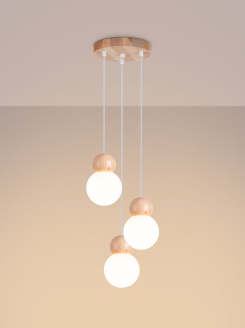Suspension Verre Blanc/Bois Naturel G9 3 Pekka - Kiabi