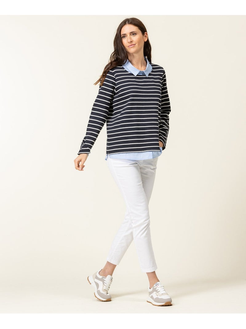 Sweat - Terre de Marins Blanc Bleu - Kiabi