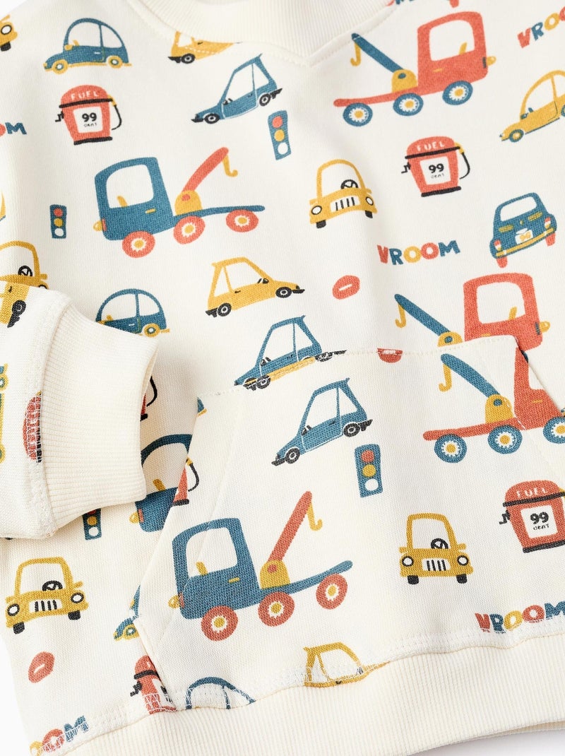 Sweat 100% coton, avec motif MOTORCITY Beige clair - Kiabi