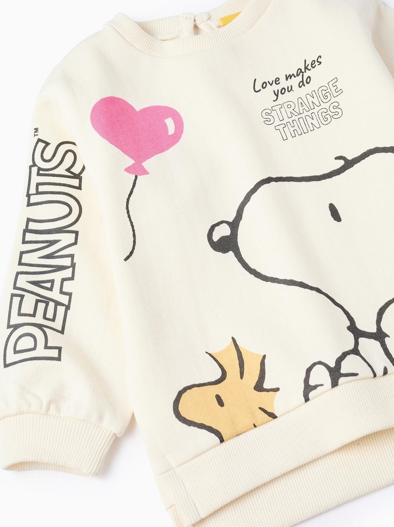 Sweat 100% coton, imprimé Snoopy, matelassage SNOOPY Blanc - Kiabi