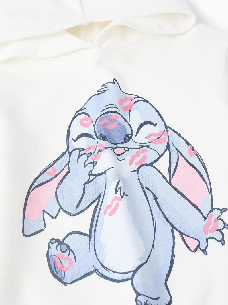 Sweat 100% coton, matelassé, imprimé de points de suture LILO E STITCH Blanc - Kiabi