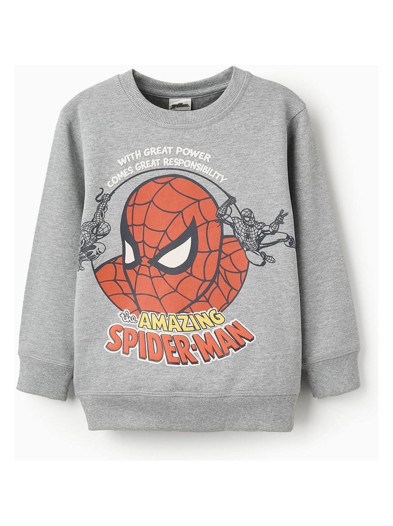 Sweat 100% coton, thème Spider-Man MARVEL SPIDERMAN Gris - Kiabi