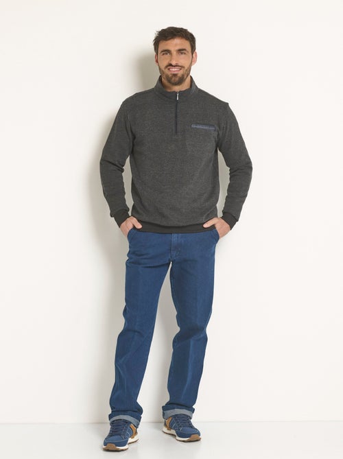 Sweat 2 en 1 col chemise zippé - AFIBEL - Kiabi