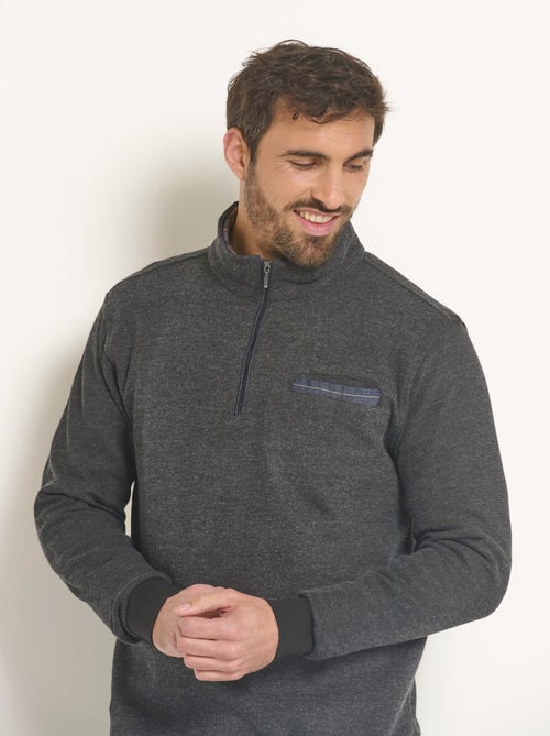 Sweat 2 en 1 col chemise zippé - AFIBEL - Kiabi