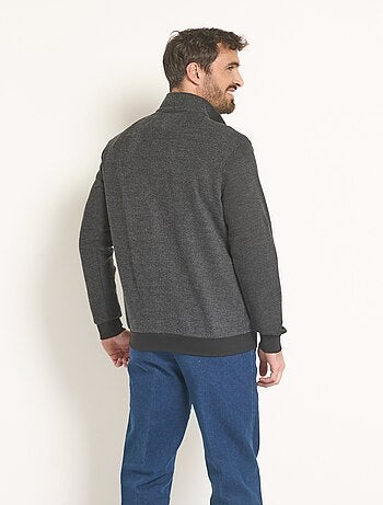 Sweat 2 en 1 col chemise zippé