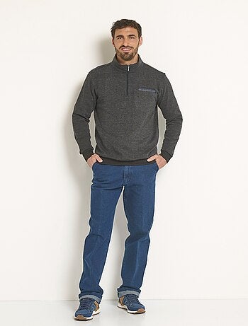 Sweat 2 en 1 col chemise zippé