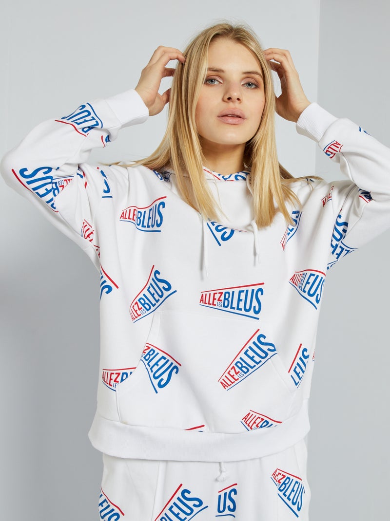 Sweat à capuche - Allez les Bleus Blanc - Kiabi