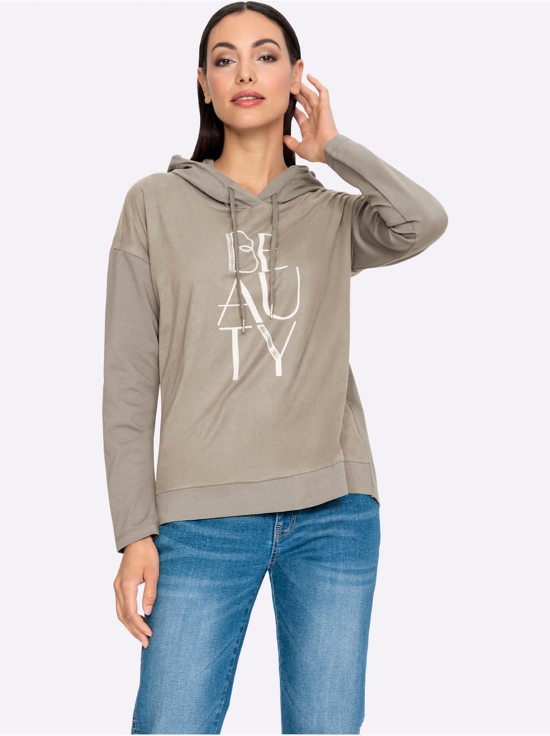 Sweat à Capuche - Taille Standard - Helline Beige - Kiabi