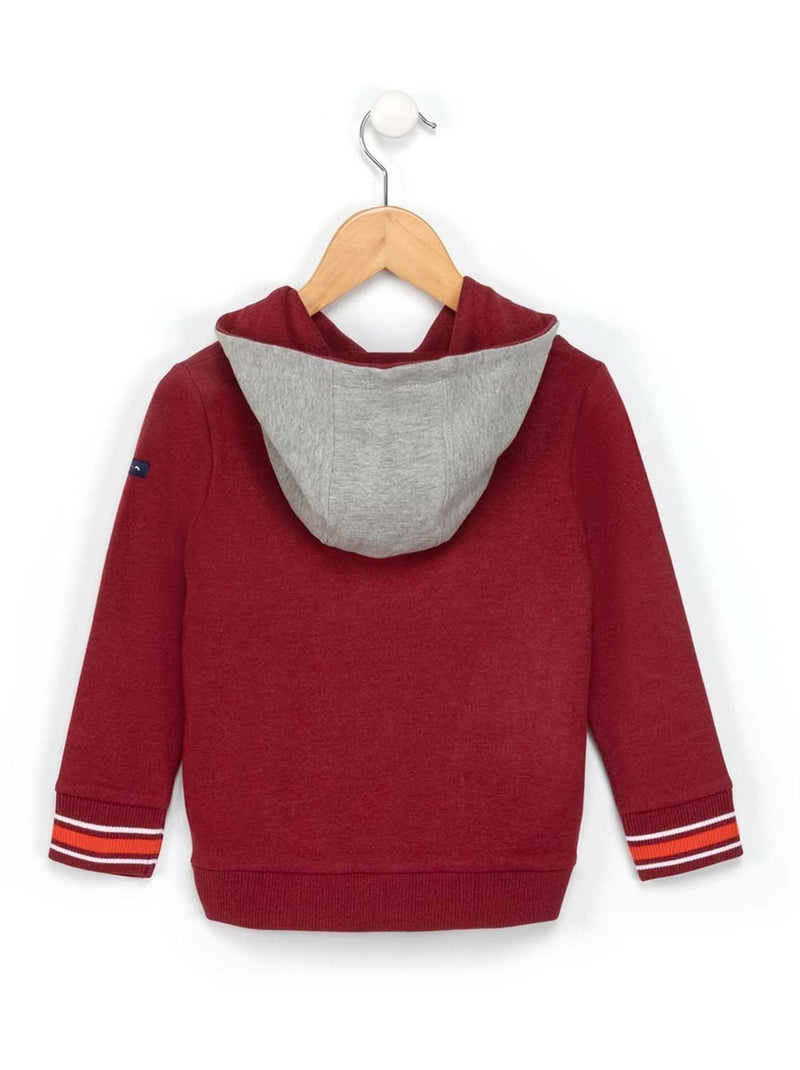 Sweat à capuche - Terre de Marins Rouge grenat - Kiabi