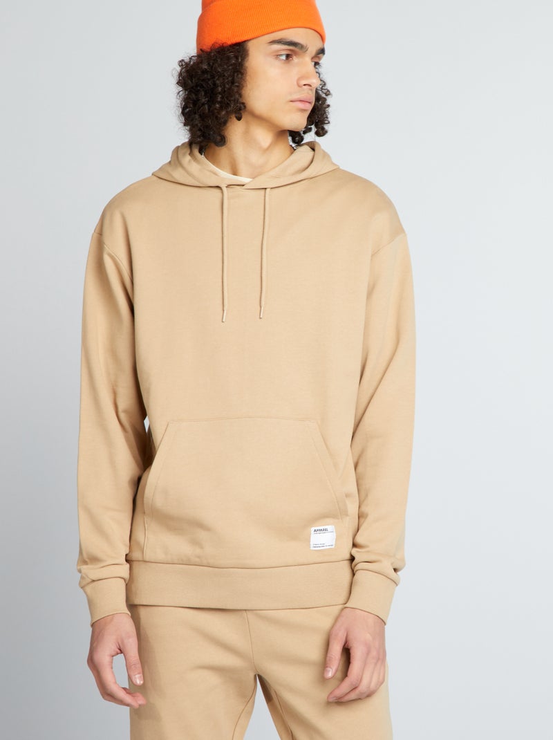 Sweat à capuche à détail brodé Beige - Kiabi