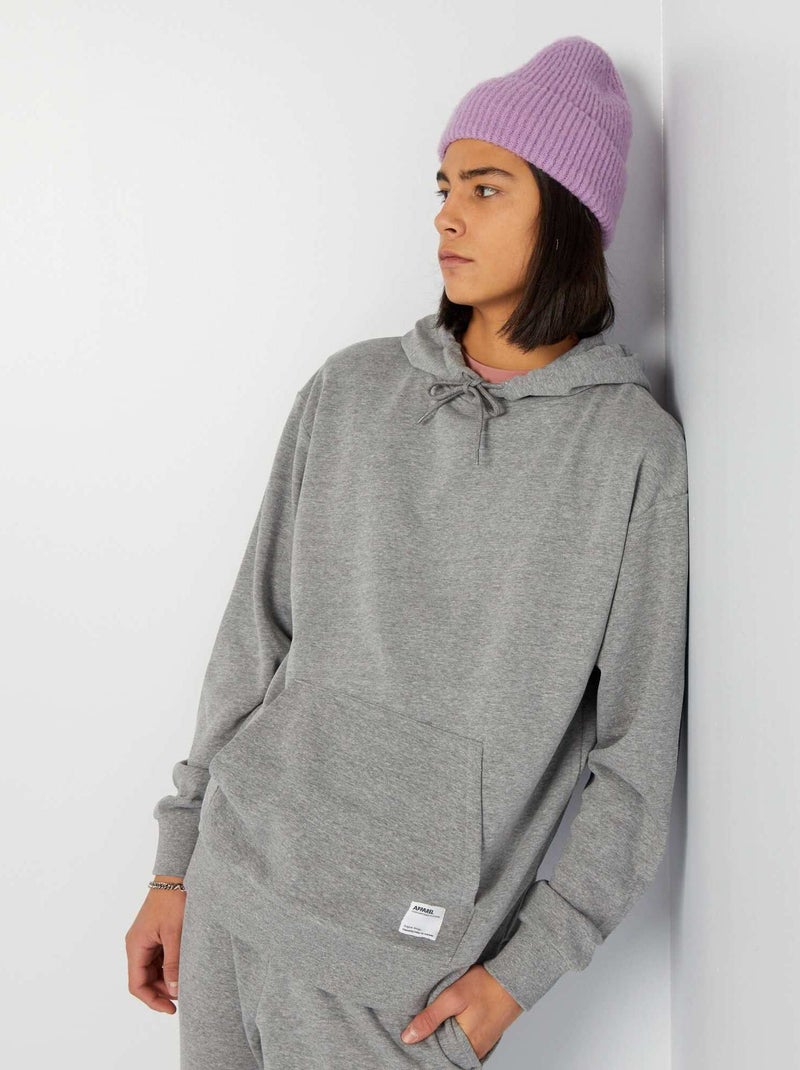 Sweat à capuche à détail brodé Gris - Kiabi