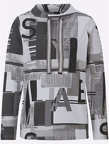 Sweat à capuche à manches longues motif lettres et blocs graphiques - taille standard - witt