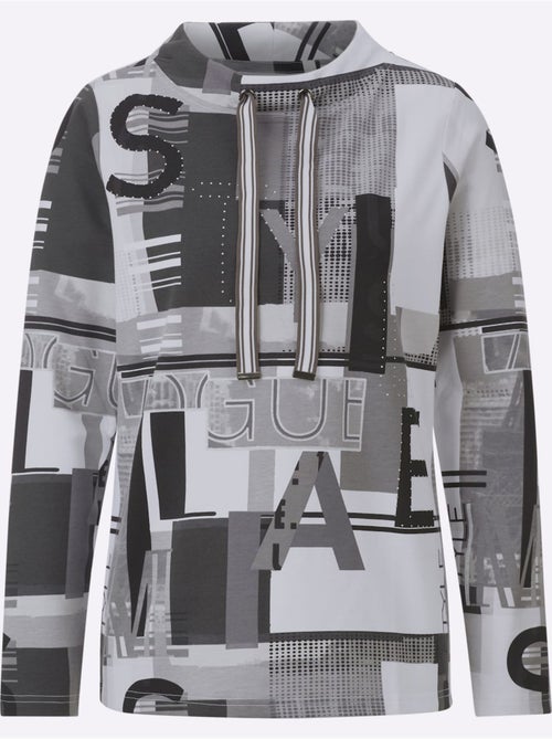 Sweat à capuche à manches longues motif lettres et blocs graphiques - Taille standard - Witt - Kiabi