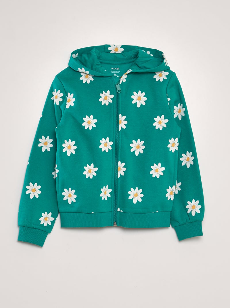 Sweat à capuche à motifs Vert - Kiabi