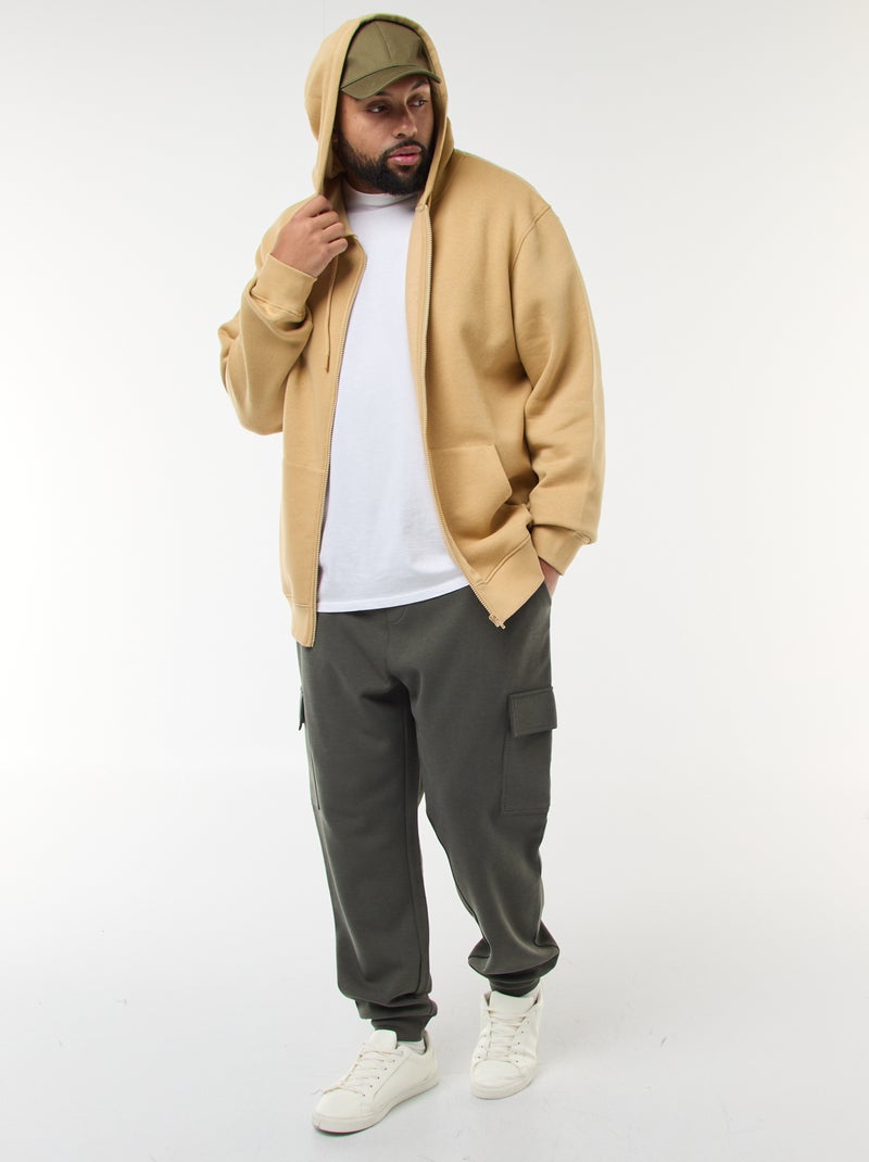 Sweat à capuche à ouverture zippée Beige - Kiabi