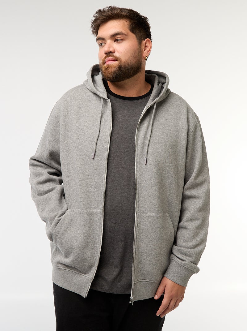 Sweat à capuche à ouverture zippée Gris - Kiabi