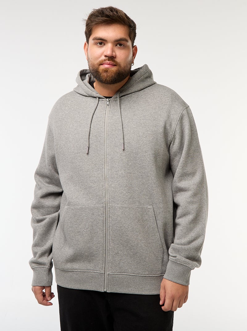 Sweat à capuche à ouverture zippée Gris - Kiabi