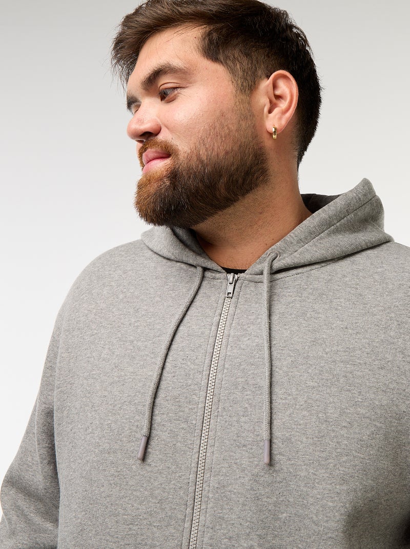 Sweat à capuche à ouverture zippée Gris - Kiabi