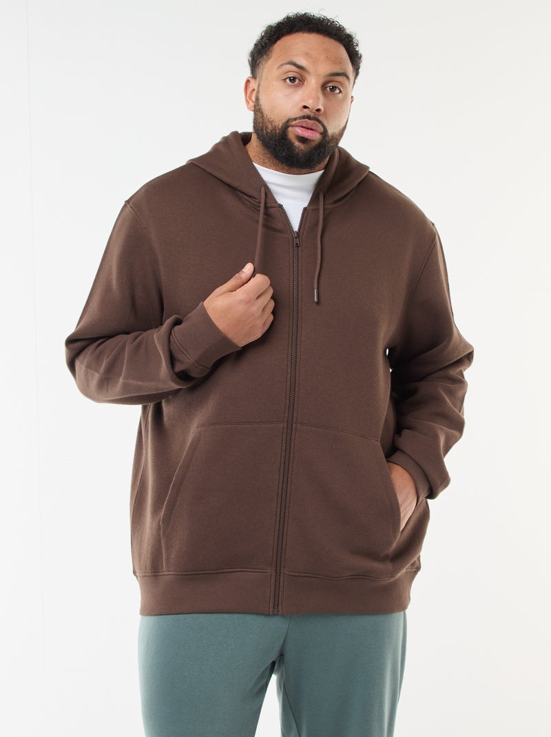 Sweat à capuche à ouverture zippée Marron - Kiabi