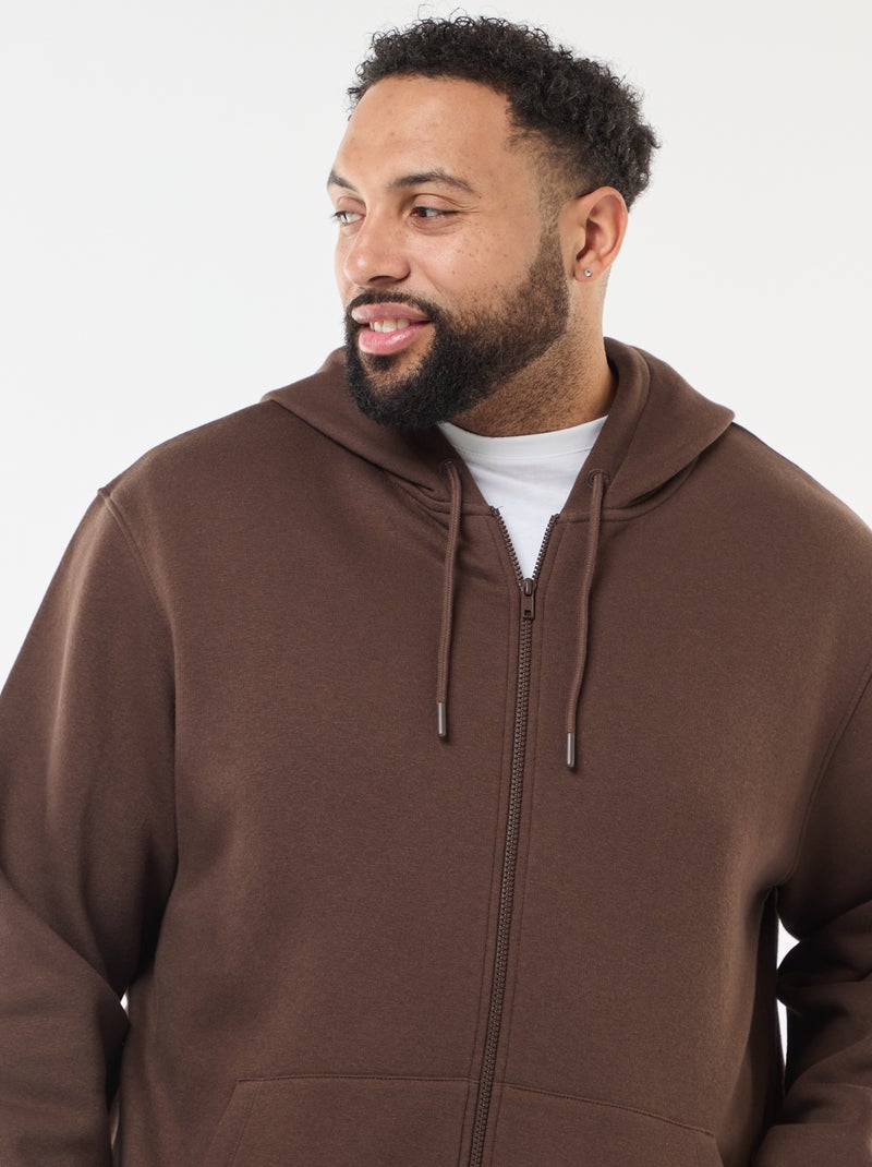 Sweat à capuche à ouverture zippée Marron - Kiabi