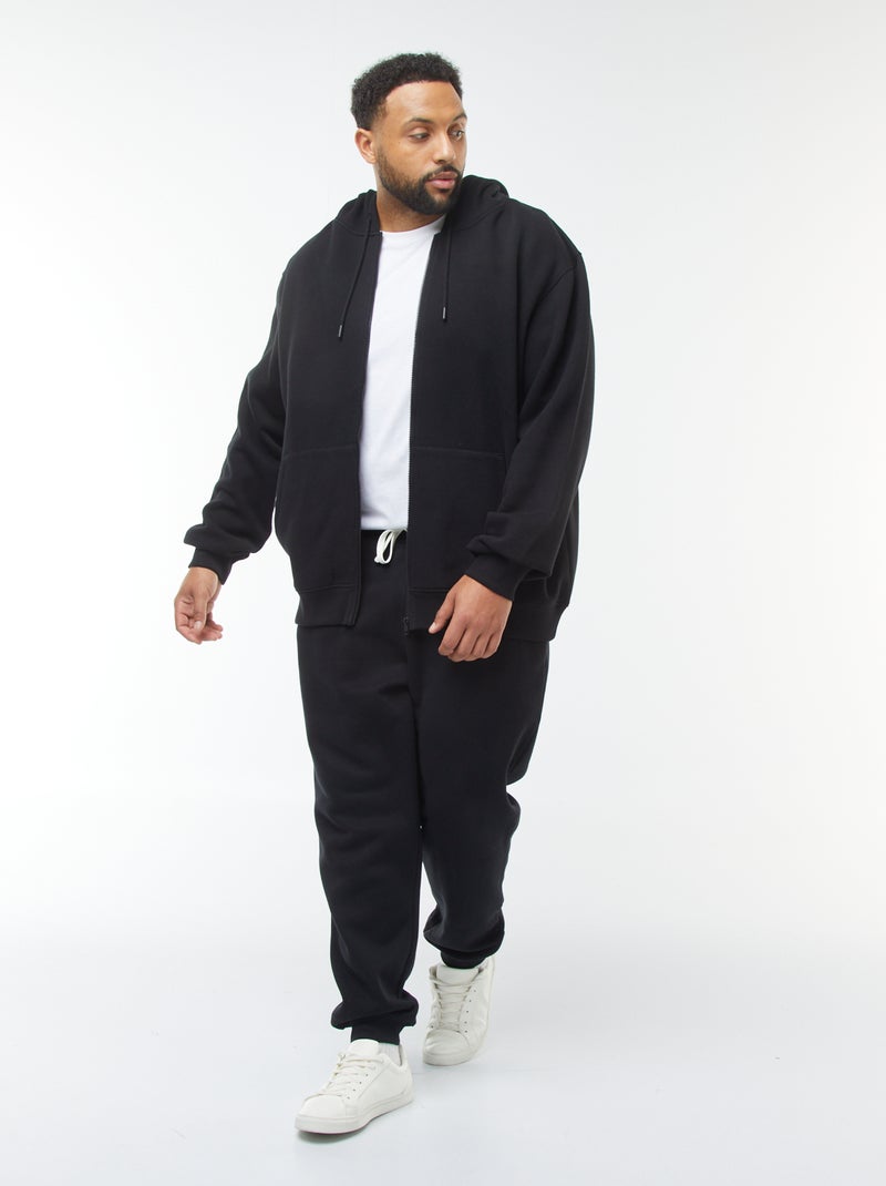 Sweat à capuche à ouverture zippée noir - Kiabi