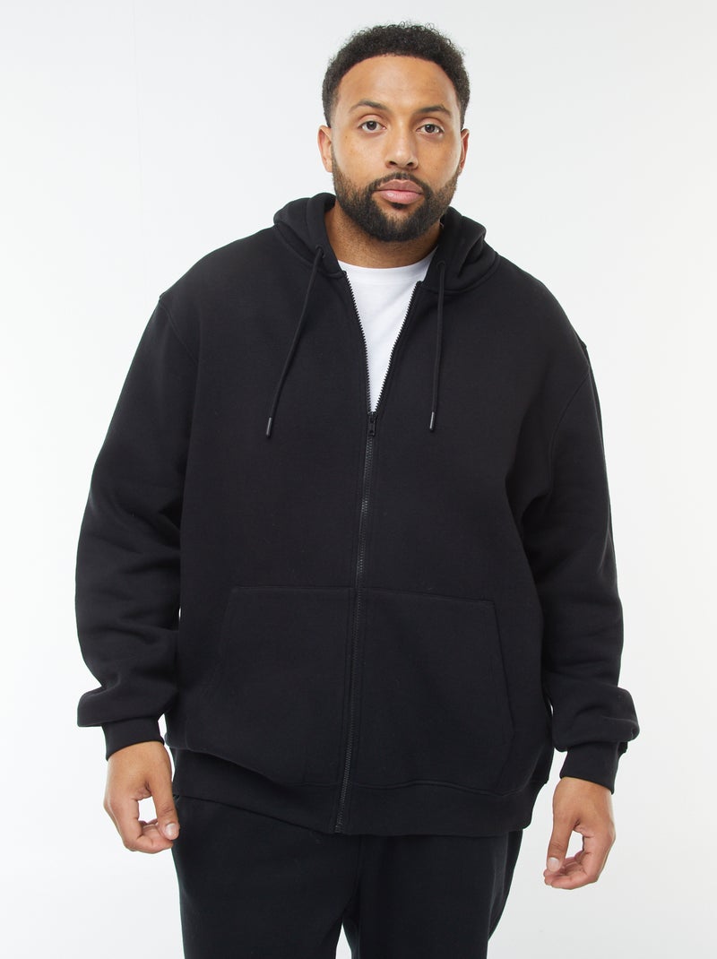 Sweat à capuche à ouverture zippée noir - Kiabi